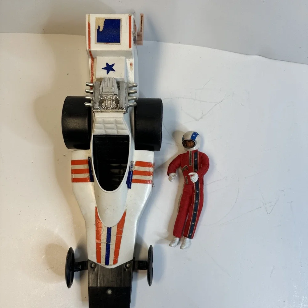 Vintage Ideal 1974 Evel Knievel Formula 1 Dragster And Figure